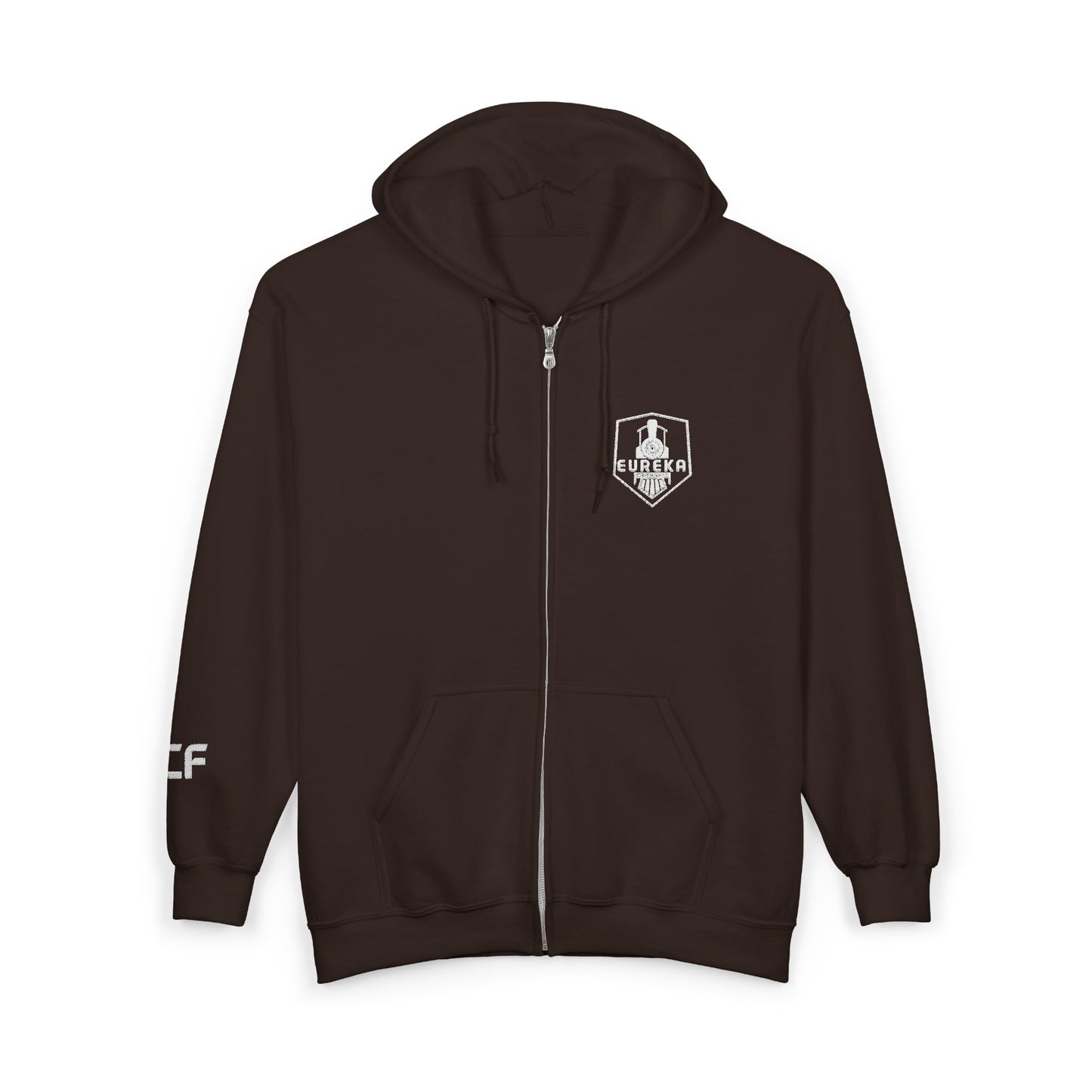 Full Zip Embroidered Train Patch Sweatshirt