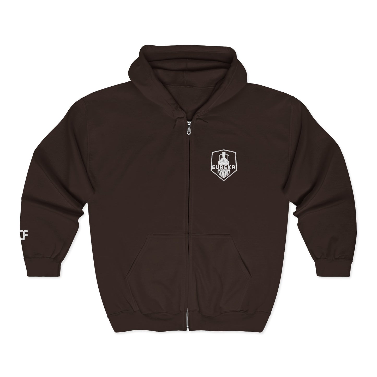 Full Zip Embroidered Train Patch Sweatshirt