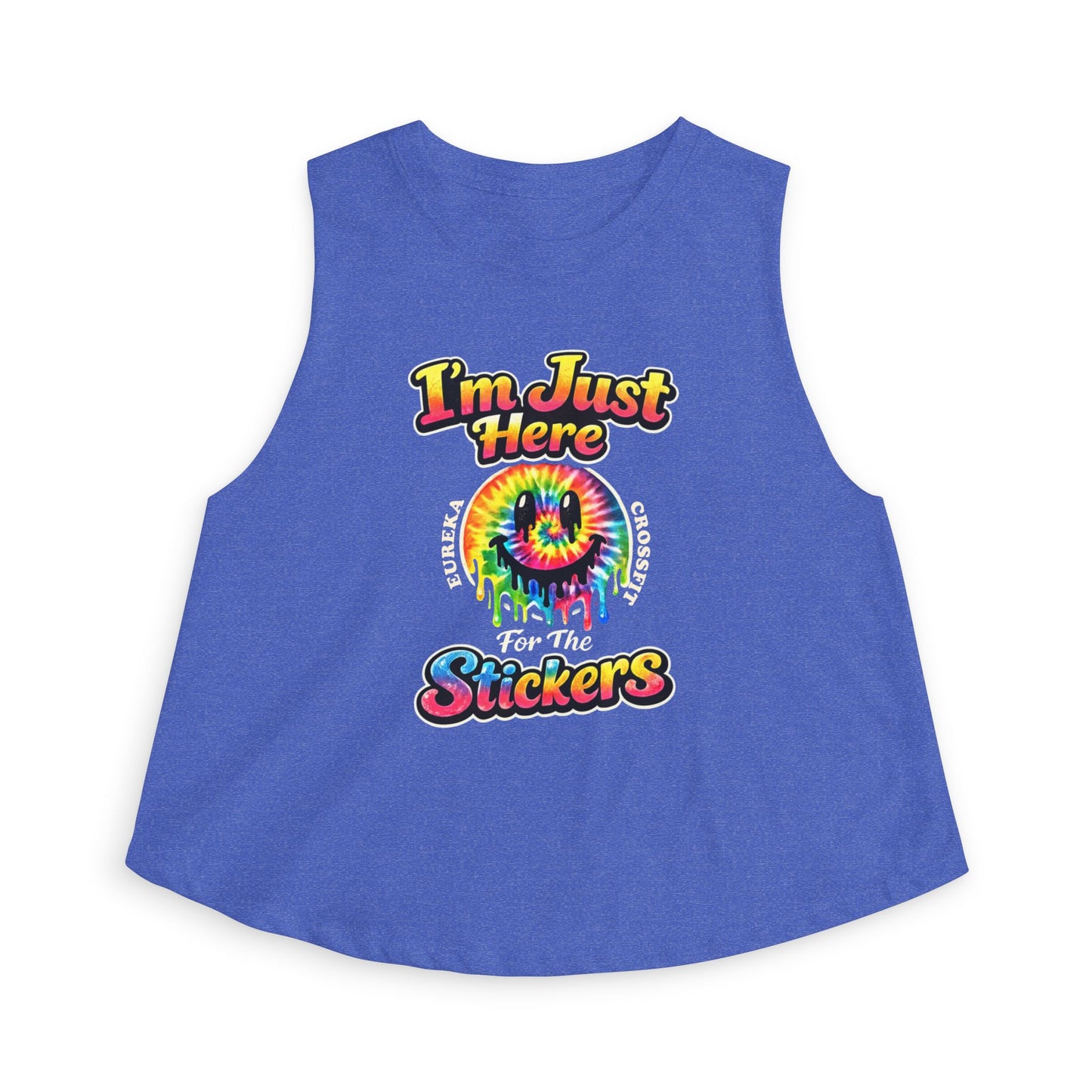 Just Here For The Stickers Crop Top Muscle Tank