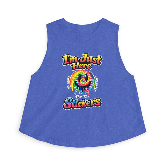 Just Here For The Stickers Crop Top Muscle Tank
