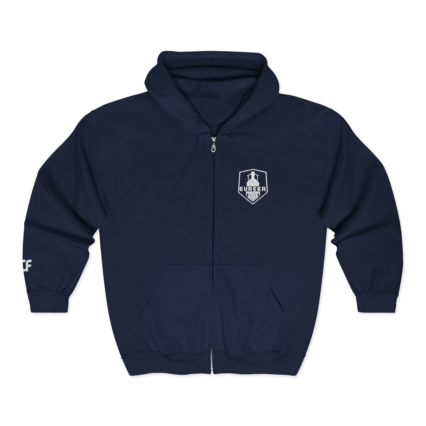Full Zip Embroidered Train Patch Sweatshirt