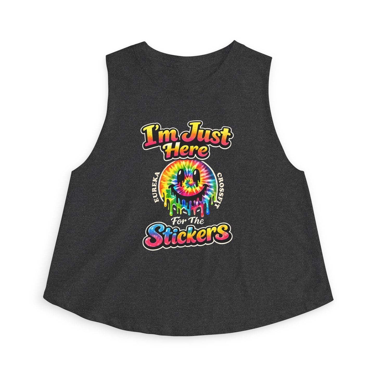 Just Here For The Stickers Crop Top Muscle Tank