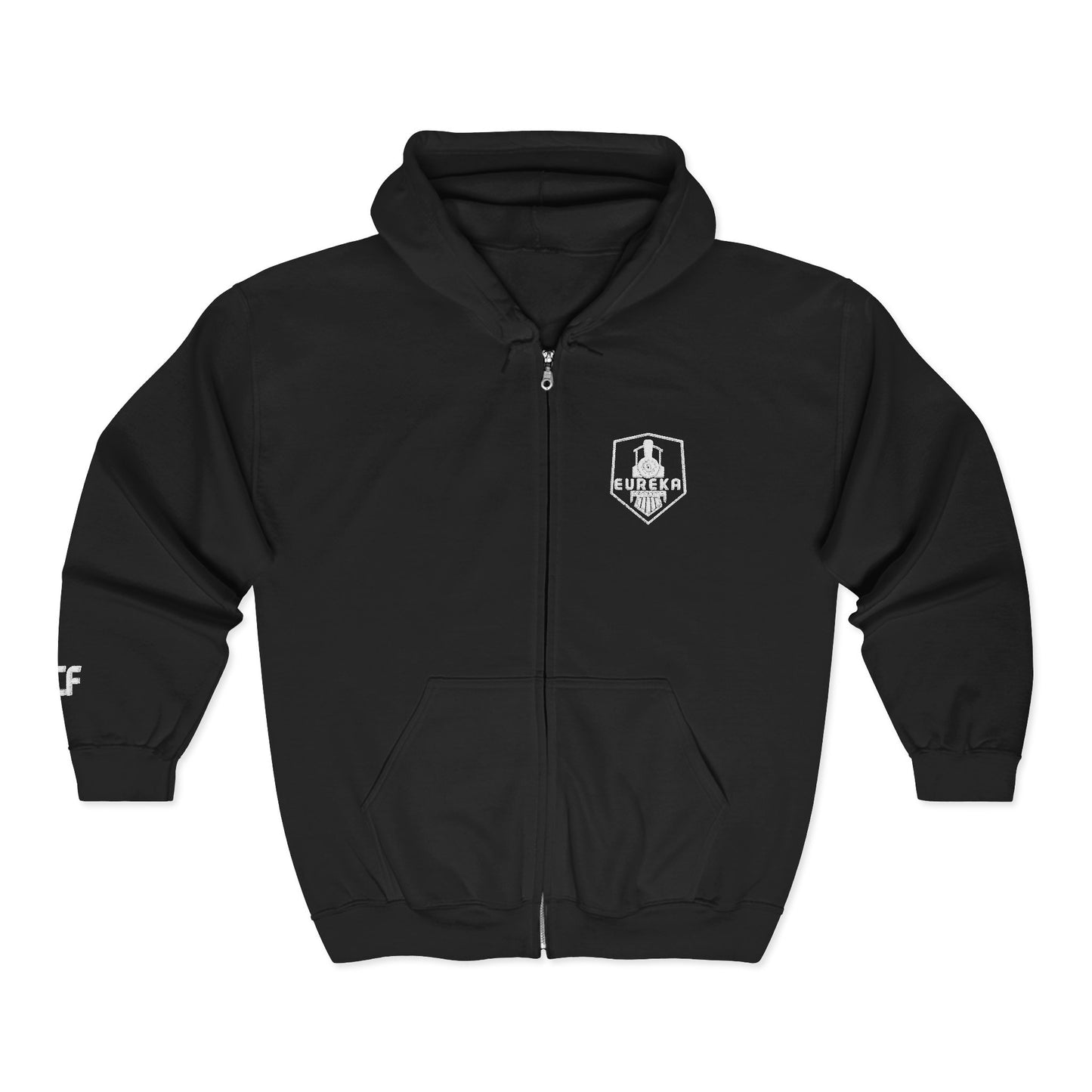 Full Zip Embroidered Train Patch Sweatshirt