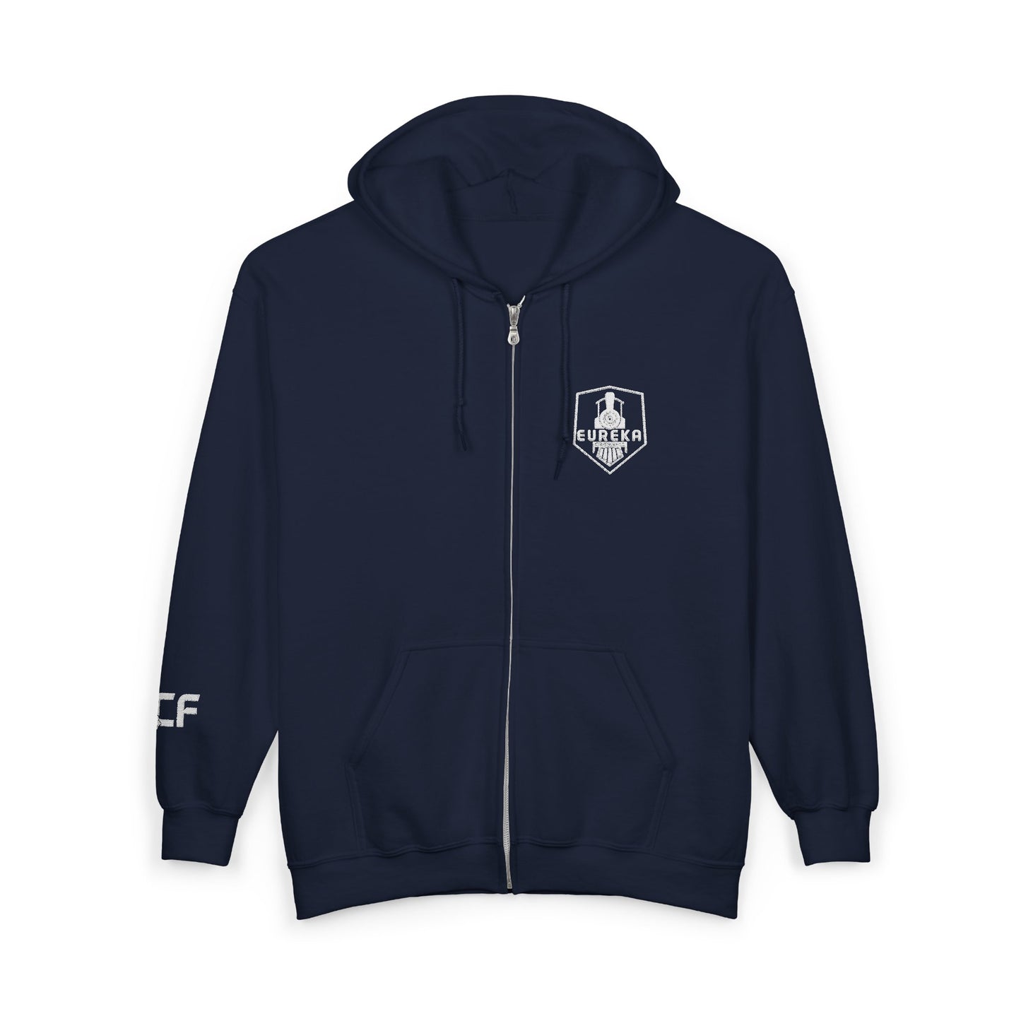 Full Zip Embroidered Train Patch Sweatshirt