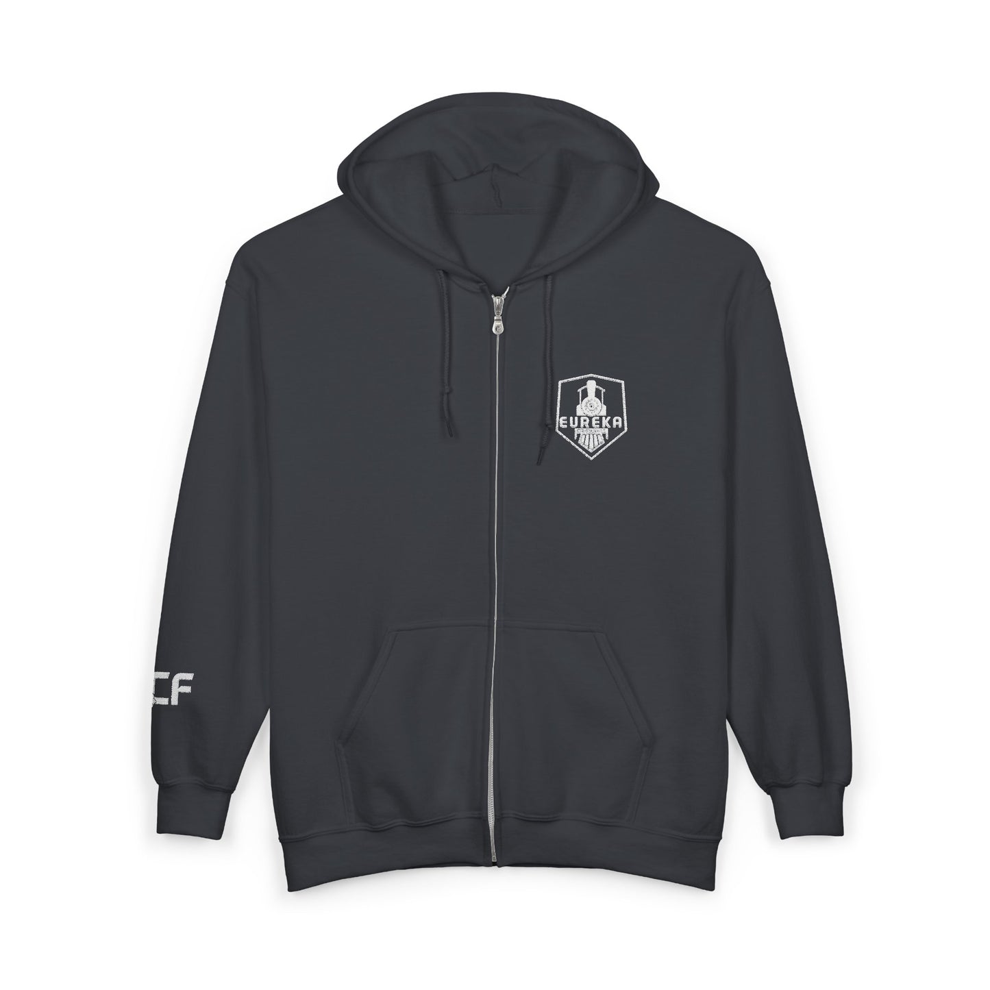 Full Zip Embroidered Train Patch Sweatshirt