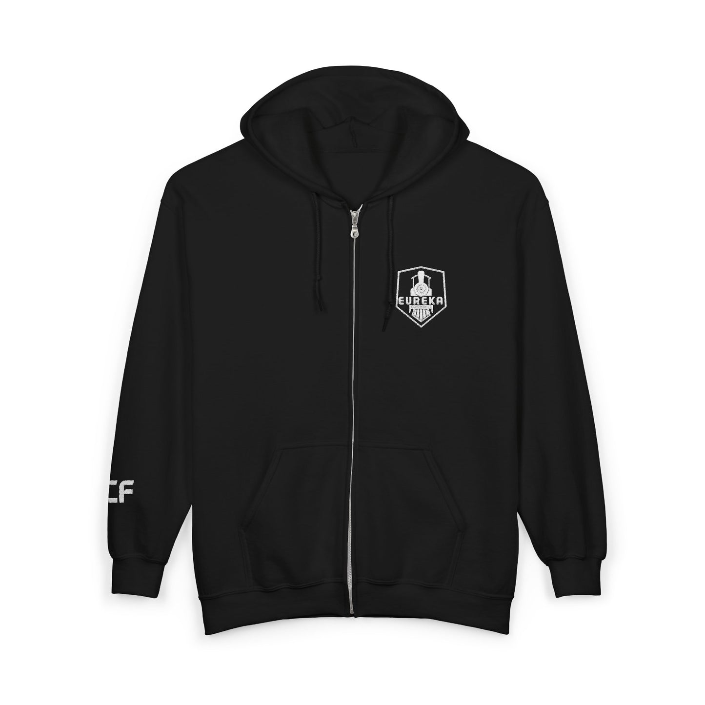 Full Zip Embroidered Train Patch Sweatshirt